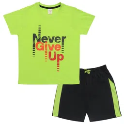 Clothe Funn Boys Typography Printed Pure Cotton T-shirt with Shorts-image-51