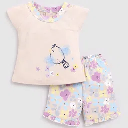 BABY GO Girls Printed Pure Cotton T-shirt with Shorts-picture-3