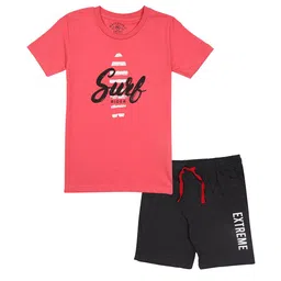 Masculino Latino Boys Printed Pure Cotton T-shirt With Shorts-image-35
