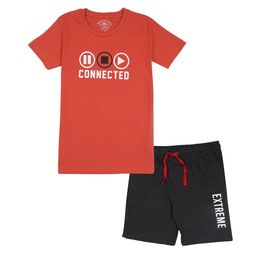 Masculino Latino Boys Typography Printed Round Neck Pure Cotton Clothing Set-image-6
