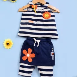 KIKO Girls Striped Top with Shorts-image-4