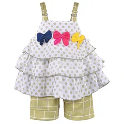 Wish Karo Girls White & Green Printed Top with Shorts Set-picture-14