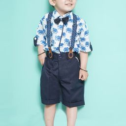 Aj DEZInES Boys Printed Shirt with Shorts Cap & Suspenders Clothing Set-image-67
