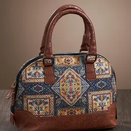 Mona B Brown Kilim Inspired Upcycled Canvas Handbag-48