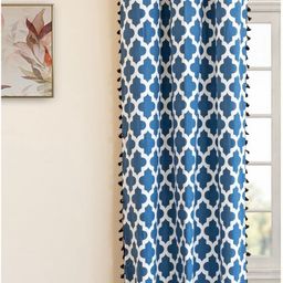 HOMEMONDE Blue & White Ethnic Motifs Room Darkening Long Door Curtain-image-23