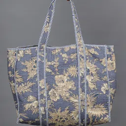 HANDICRAFT PALACE Floral Printed Cotton Oversized Structured Tote Bag-2