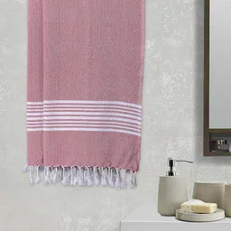 Arrabi Set Of 2 Pink Striped Cotton 210 GSM Bath Towels-27