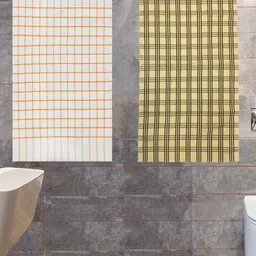 Athom Trendz White & Yellow 2-Pieces Checked 210 GSM Pure Cotton Bath Towels-image-102