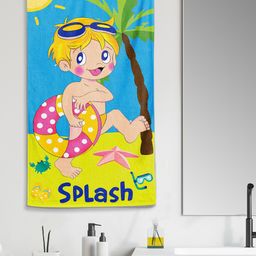 YK Kids Splash Cartoon Printed Medium Cotton Bath Towel in 300 GSM-image-24