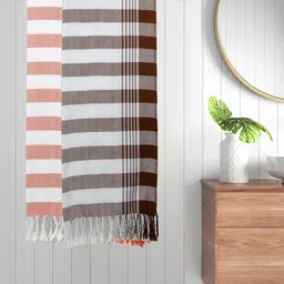 FABINALIV Red & Brown 2 Pieces Striped Cotton 225 GSM Bath Towels-4