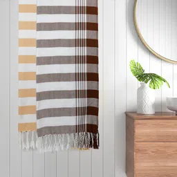 FABINALIV Orange & Brown 2 Pieces Striped 225 GSM Cotton Bath Towels (150X75 cm)-image-14