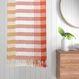 FABINALIV Red & White 2 Pieces Striped 225 GSM Cotton Bath Towels-image-47