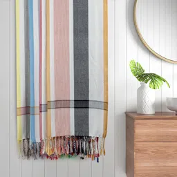 FABINALIV White & Red 4 Pieces Striped Cotton 225 GSM Bath Towels-2