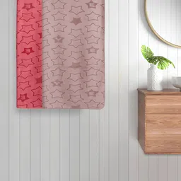 FABINALIV 2-Pcs Pink & Mauve Geometric Printed 350 GSM Cotton Bath Towels-18