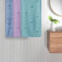 FABINALIV Blue and Green Kids 3 Pieces Geometric Printed Cotton 350 GSM Bath Towels-14
