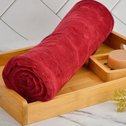 Black gold Set Of 2 Maroon Solid 400 GSM Microfiber Bath Towels-image-67