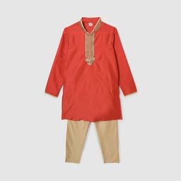 max Boys Paisley Embroidered Regular Thread Work Kurta with Trousers-image-27
