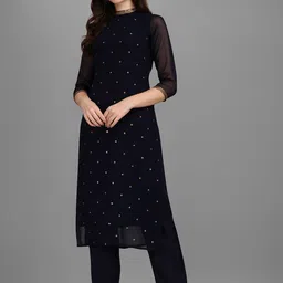 KALINI Sequin Embellished Straight Kurta with Trousers-26