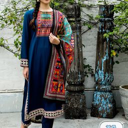 AKS Couture Ethnic Motifs Printed Straight Kurta with Trousers & Dupatta-image-45