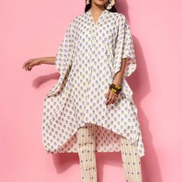 Libas Floral Printed Kaftan Pure Cotton Kurta With Palazzos-picture-18