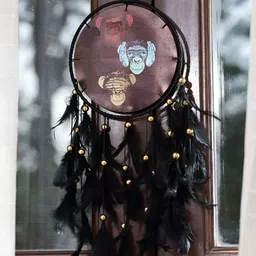 DULI Black & Brown Printed Dream Catcher Wall Hanging-image-80