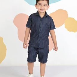 MashUp Boys Striped T-shirt and Shirt with Shorts-image-36