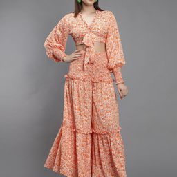 Amagyaa Women Printed Top with Palazzos Co-Ords Set-picture-12