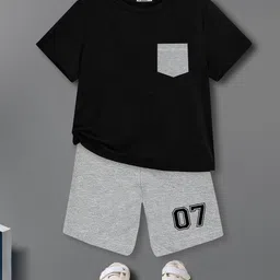 BAESD Kids Round Neck Pure Cotton T-shirt with Shorts-image-8
