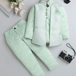 FOURFOLDS Boys Embroidered Kurta &Trousers With Jacket-picture-8