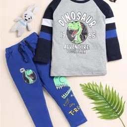 Lazy Shark Boys Printed Pure Cotton T-shirt with Trousers-image-54