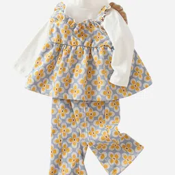 StyleCast Girls Yellow Ethnic Motifs Printed Top with Trousers-image-59