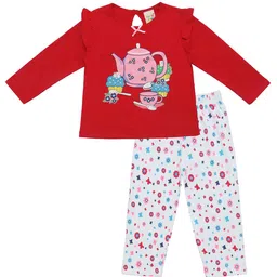 Clothe Funn Girls Printed Pure Cotton Top with Pyjamas-image-80