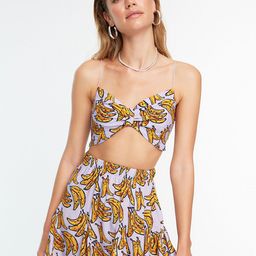 Trendyol Women White & Yellow Printed Top with Skirt-image-65