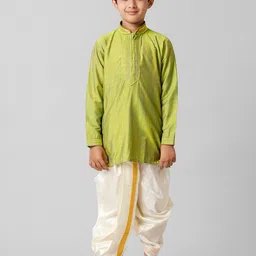Ramraj Boys Green Regular Thread Work Kurta with Dhoti Pants-picture-41