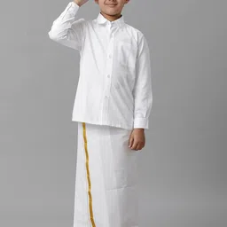 Ramraj Boys Spread Collar Shirt With Veshti-picture-28