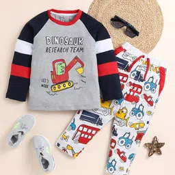 Lazy Shark Boys Graphic Printed Pure Cotton T-shirt With Trousers-image-55
