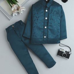 Fourfolds Boys Embroidered Bandhgala Suit-image-55