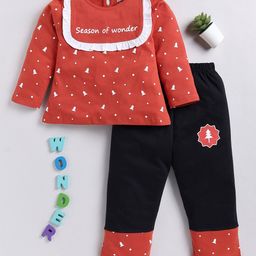 Toonyport Infant Girls Printed Pure Cotton Top with Trousers-image-37