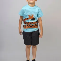 ZIP ZAP ZOOP Boys Printed Pure Cotton T-shirt With Shorts-35