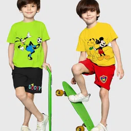 Disney By Miss and Chief Boys Pack Of 2 Printed Round Neck T-Shirt With Shorts-47