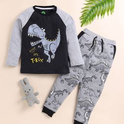 YK Graphic Printed Raglan Sleeves Pure Cotton T-shirts with Trousers-image-78