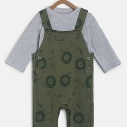 MINI KLUB Boys Green & Grey Pure Cotton T-shirt with Dungaree-picture-27
