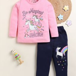 YK Girls Printed Round Neck Long Sleeves T-Shirt With Trouser-image-7