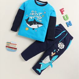 YK Boys Printed Round Neck Long Sleeves T-Shirt With Trouser-44