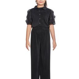 Peppermint Girls Self Design Top With Trousers-image-37