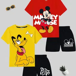 Disney By Miss and Chief Boys Pack Of 2 Printed Round Neck T-Shirt With Shorts-image-96