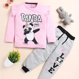 Lazy Shark Girls Graphic Printed Pure Cotton T-shirt with Trousers-image-64