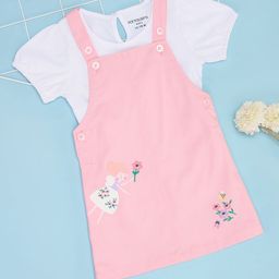 Pantaloons Baby Girls Floral Embroidered Pure Cotton Dungarees With Top-41