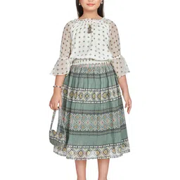 Peppermint Girls Printed Top With Skirt-image-22