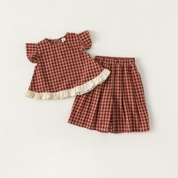 LULU & SKY Girls Checked Top with Shorts-image-65